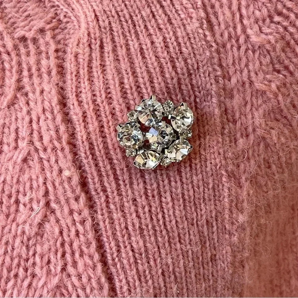 J Crew Sweater With Jeweled Buttons lamb wool blend dusty pink size XS